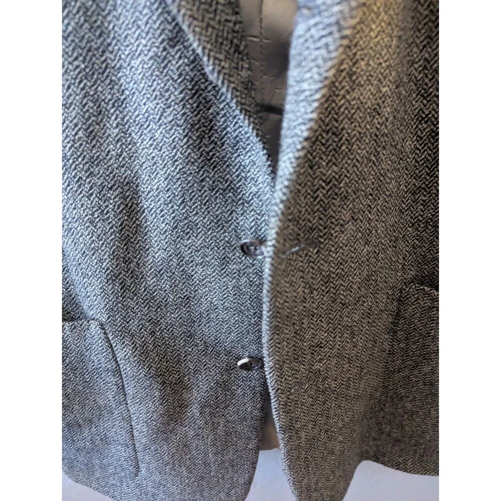 Mark Shale Mens Gray Herringbone Tweed Sport Coat Blazer Jacket Woven Notch Read